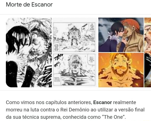 Morte de Escanor Como vimos nos capítulos anteriores Escanor realmente