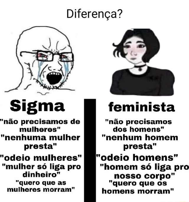 Diferença Sigma feminista não precisamos de não precisamos mulheres