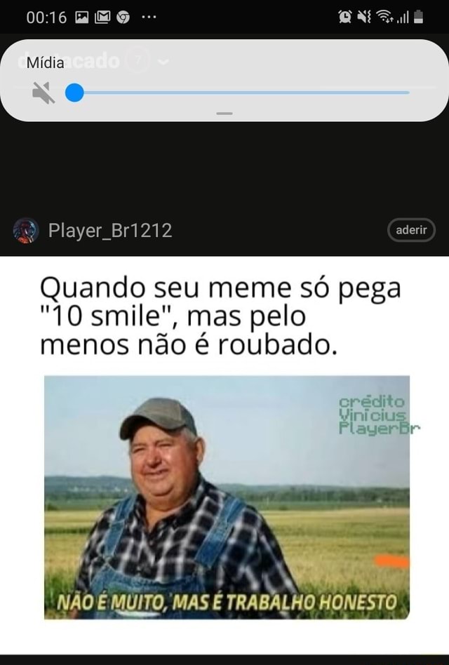 Quando seu meme só pega 10 smile mas pelo menos não é roubado NÃO