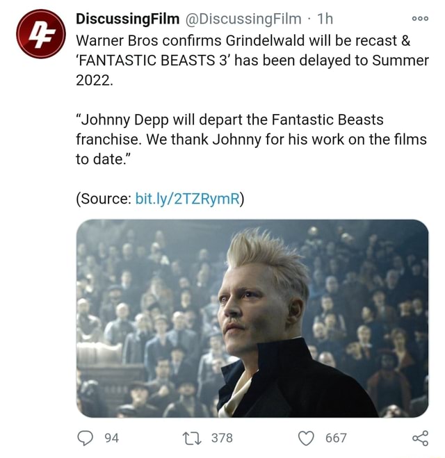 DiscussingFilm DiscussingFilm Warner Bros Confirms Grindelwald Will Be