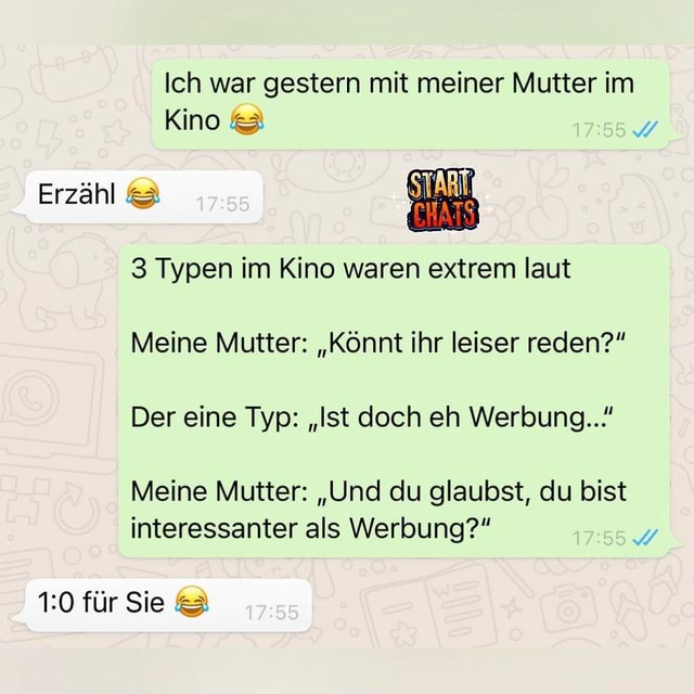 Ich war gestern mit meiner Mutter im Kino Erzähl 3 Typen im Kino