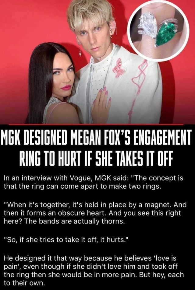 MGK DESIGNED MEGAN FOX S ENGAGEMENT RING TO HURT SHE TAKES IT OFF In An