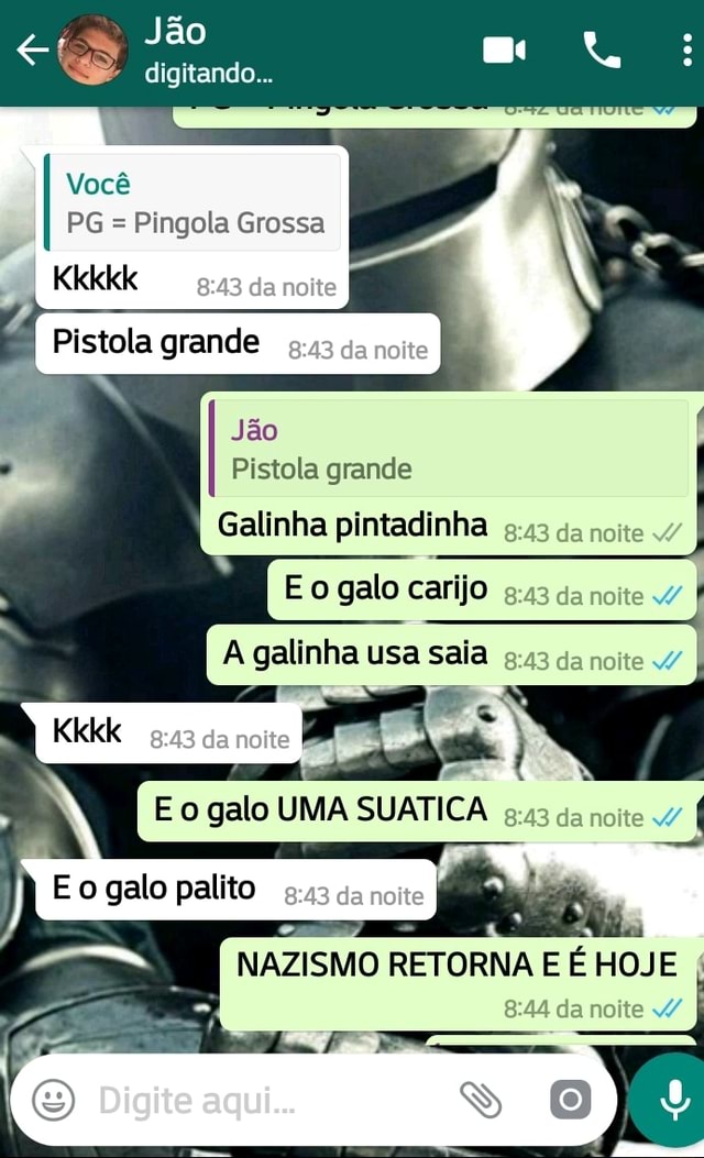 Jão ES digitando Você Pingola Grossa Jão Pistola grande Galinha