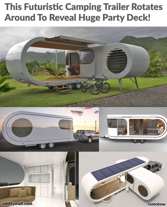 This Futuristic Camping Trailer Rotates Around To Reveal Huge Party