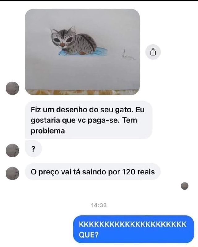 Fiz Um Desenho Do Seu Gato Eu Gostaria Que Vc Paga Se Tem Problema O