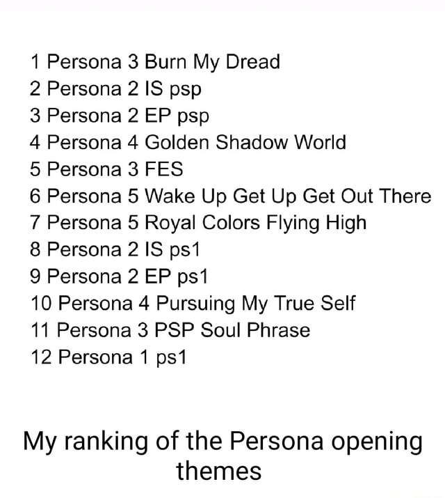 Persona Burn My Dread Persona Is Psp Persona Ep Psp Persona