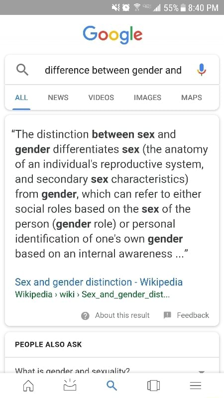 Gosgle Q Difference Between Gender And The Distinction Between Sex