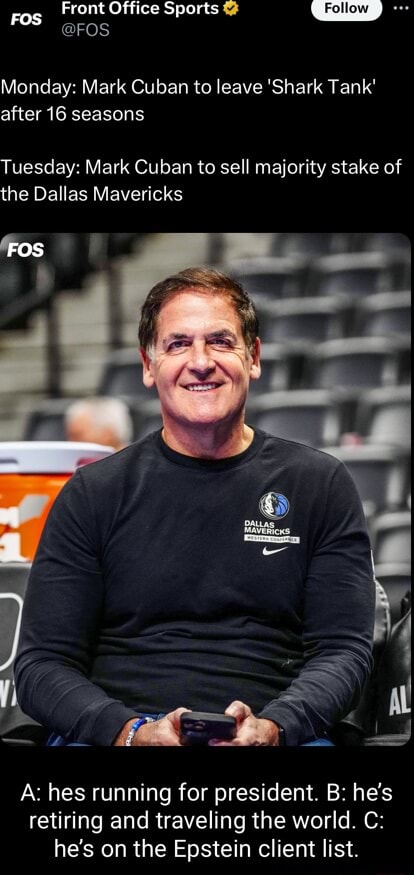 Front Office Sports Oe Fos Ros Monday Mark Cuban To Leave Shark Tank