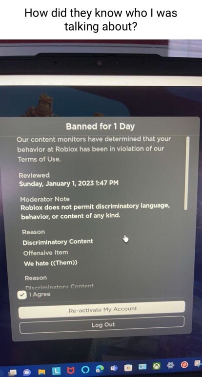 How Did They Know Who I Was Talking About Banned For Day Our Content