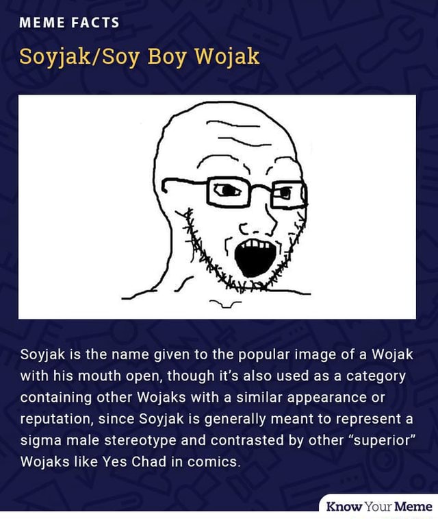 Other Meme Fact Meme Facts Boy Wojak Soyjak Is The Name Given To The