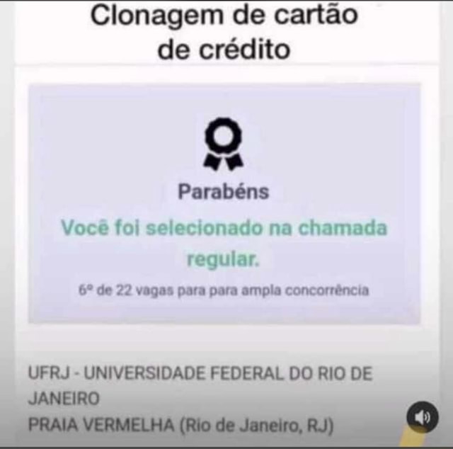 Clonagem de cartão de crédito na Parabéns Você foi selecionado na