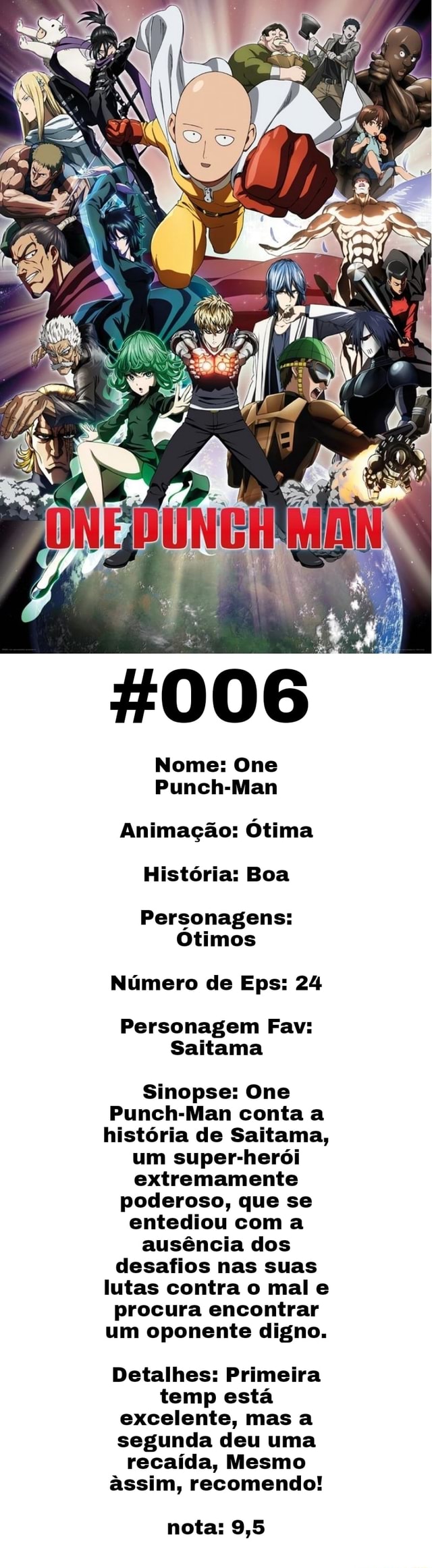 Pé Nome One Punch Man Animação Ótima História Boa Personagens