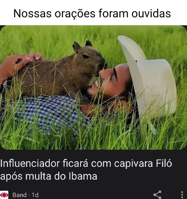 Nossas orações foram ouvidas Influenciador ficará capivara Filó