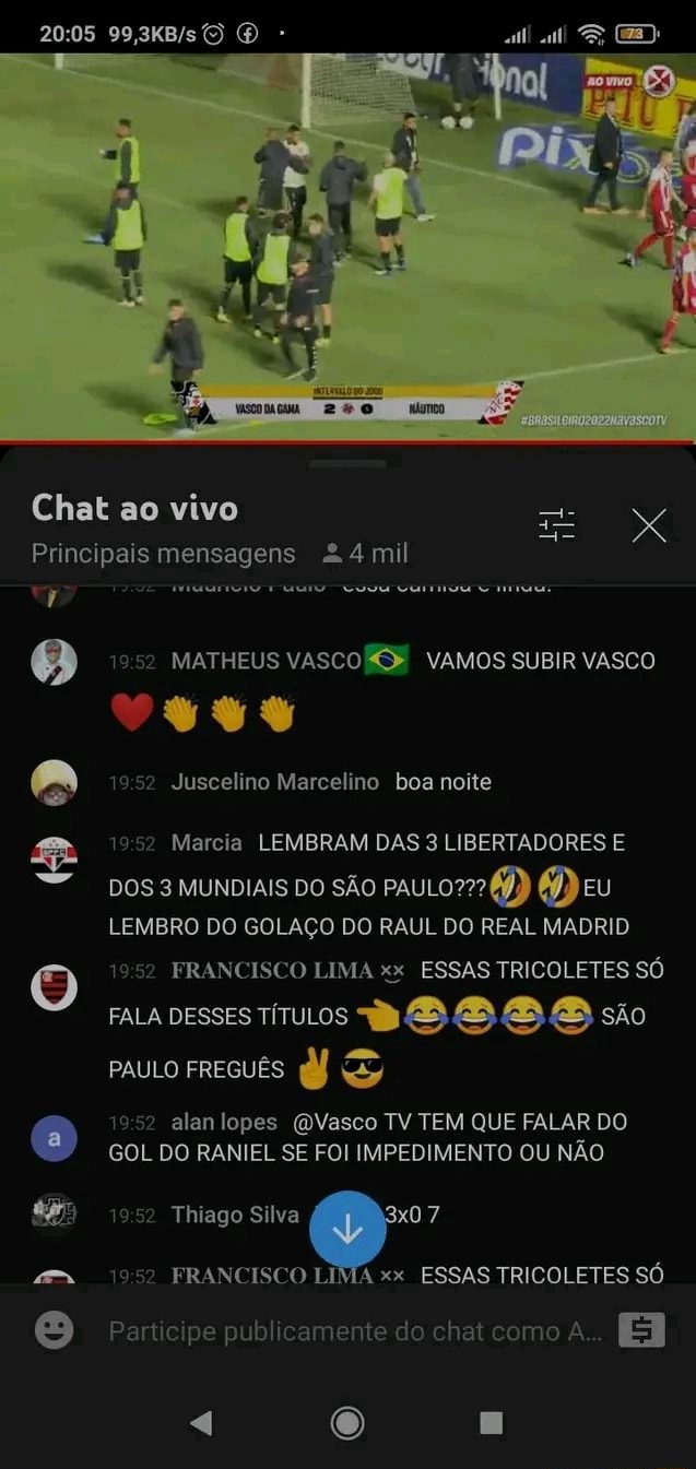 Vasco Da Gama Chat Ao Vivo Principais Mensagens Mil Matheus Vasco