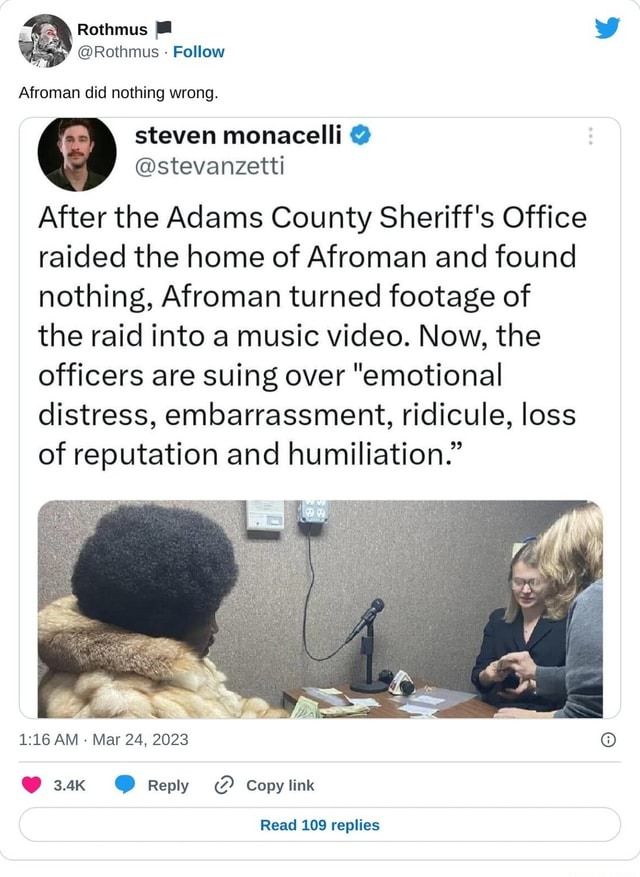 É Rothmus Rothmus Follow Afroman did nothing wrong steven monacelli