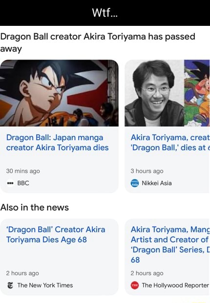 Dragon Ball Creator Akira Toriyama Has Passed Away Dragon Ball Japan