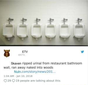 Florida Rat Man Vii Skaven Ripped Urinal From Restaurant Bathroom Wall Ran Away Naked Into