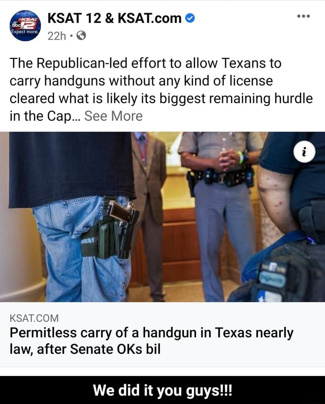 The Republican Led Effort To Allow Texans To Carry Handguns Without Any