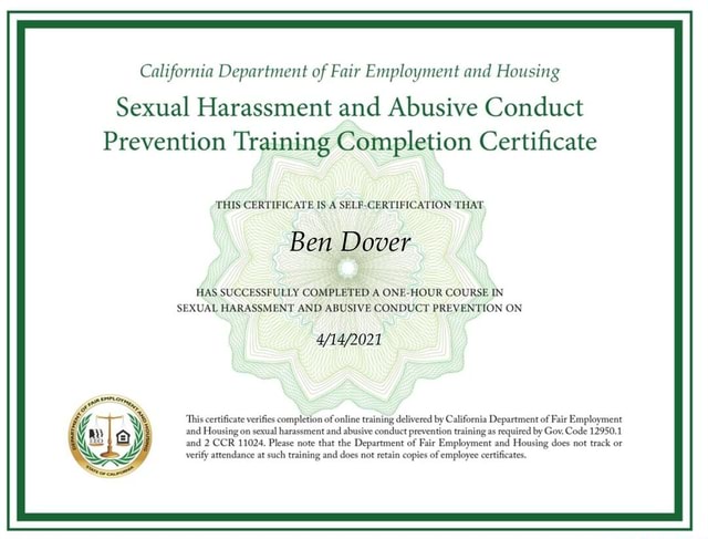 California Department Of Fair Employment And Housing Sexual Harassment