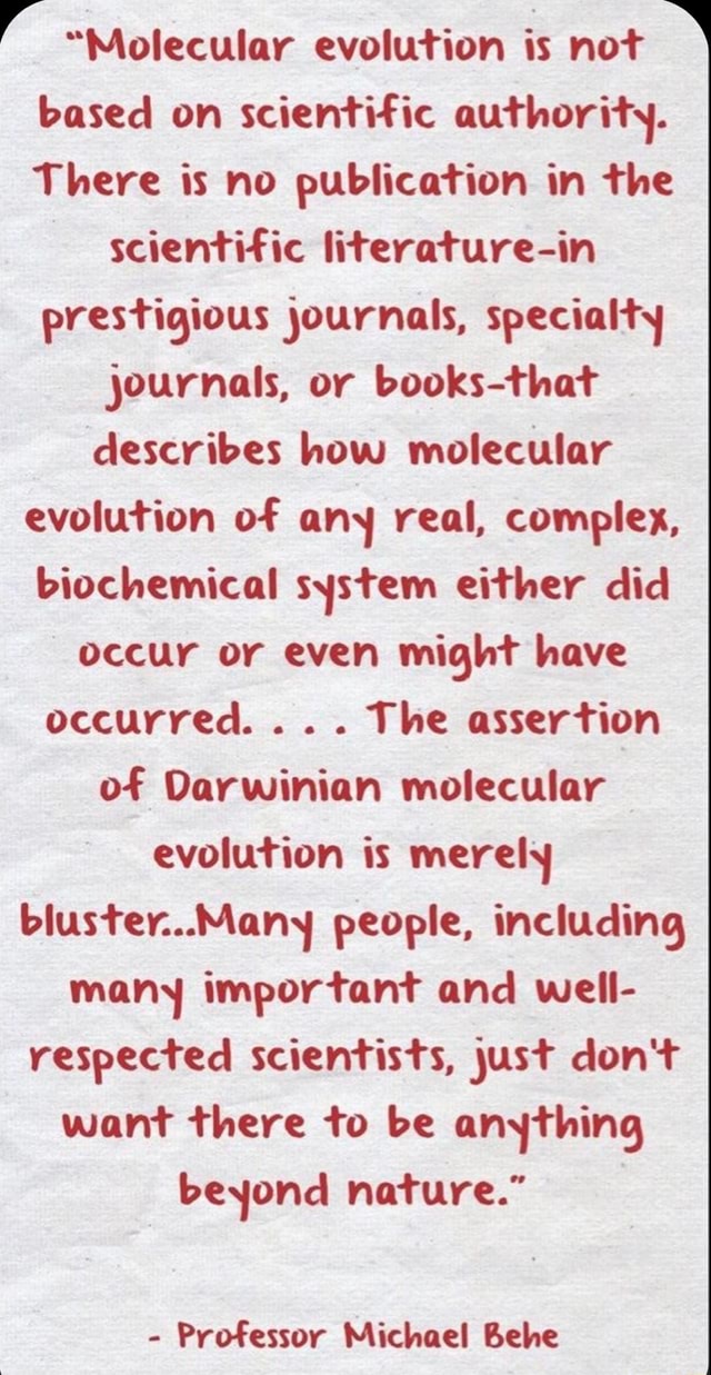 Molecular Evolution Is Not Based On Scientific Authority There Is No