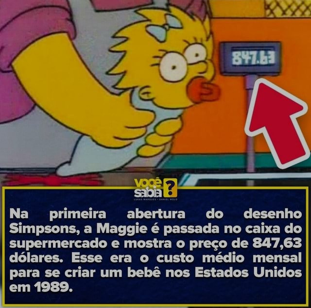 I Na primeira abertura do desenho Simpsons a Maggie é passada no caixa