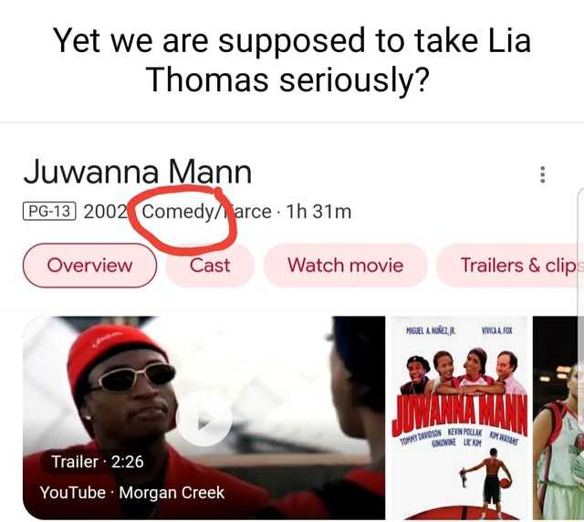 Yet We Are Supposed To Take Lia Thomas Seriously Juwanna Mann 1h31m