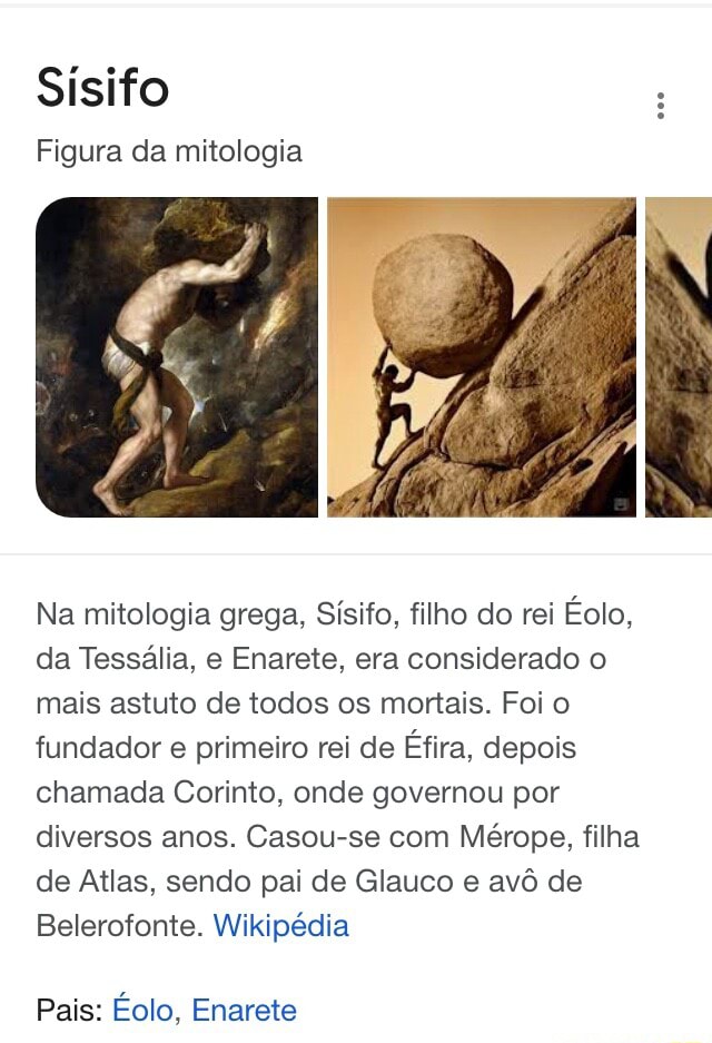 Sisifo Figura da mitologia Na mitologia grega Sísifo filho do rei