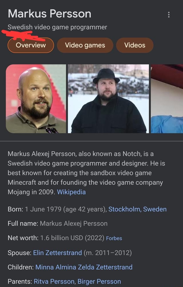 Markus Persson Swedish Video Game Programmer Overview Video Games