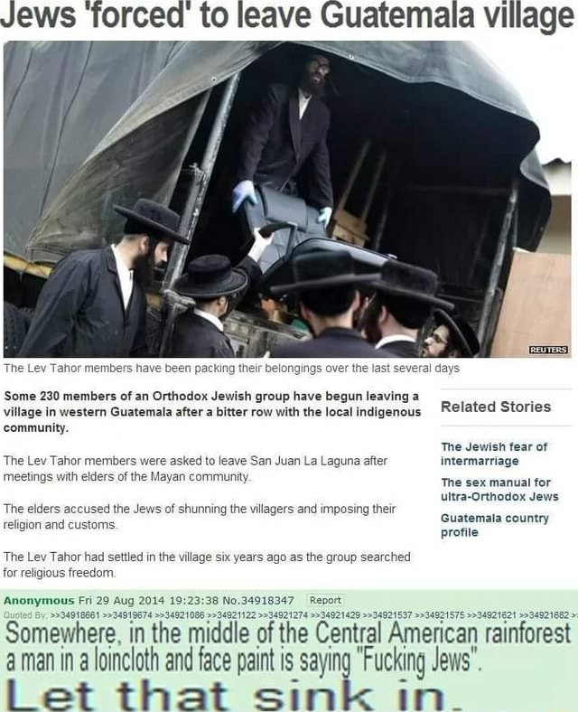 Jews Forced To Leave Guatemala Village The Lev Tahor Members Have Been