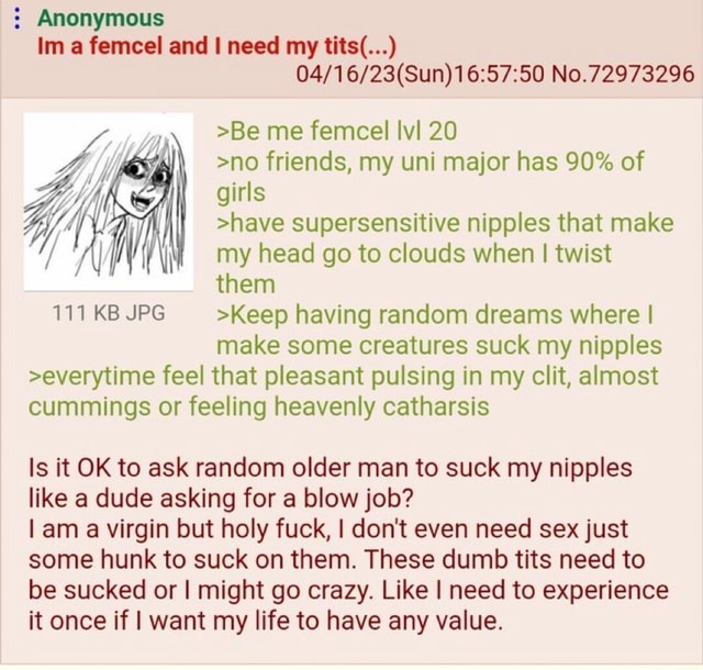 Anonymous Im A Femcel And I Need My Tits No Be Me Femcel