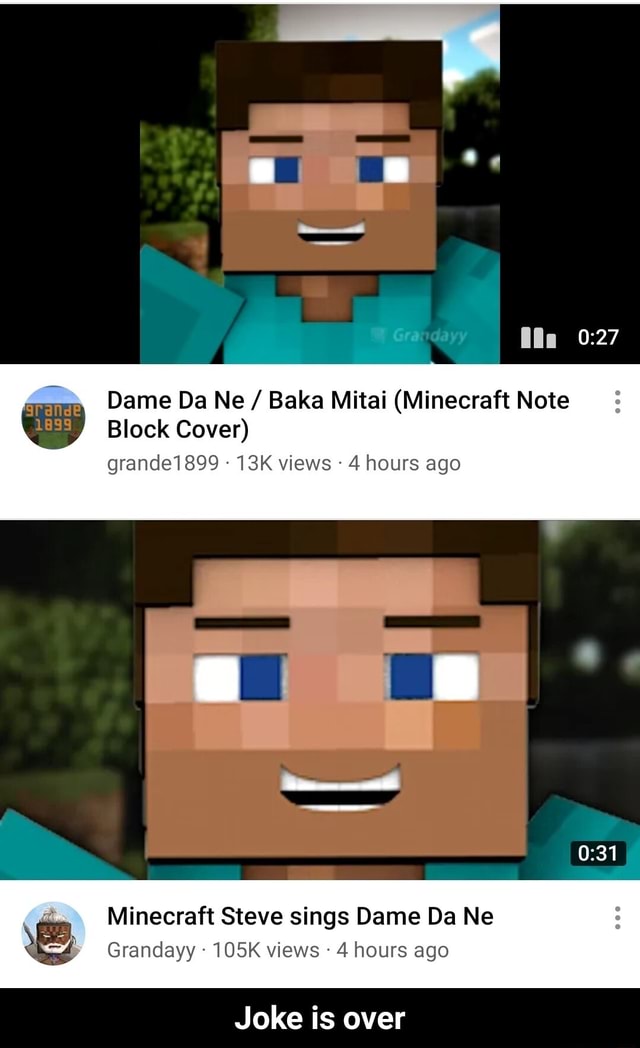 Grav Dayy Dame Da Ne Baka Mitai Minecraft Note Block Cover