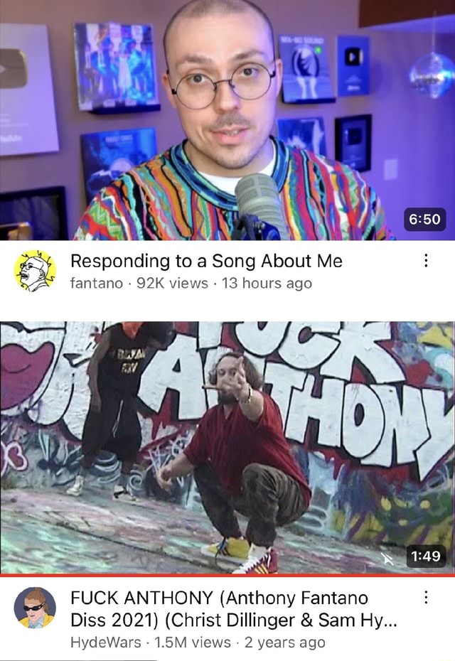 Responding To A Song About Me Fantano Views 13 Hours Ago FUCK ANTHONY