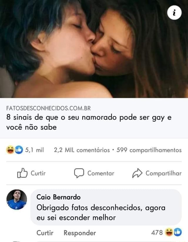 Fatosdesconhecidos Br Sinais De Que O Seu Namorado Pode Ser Gay E