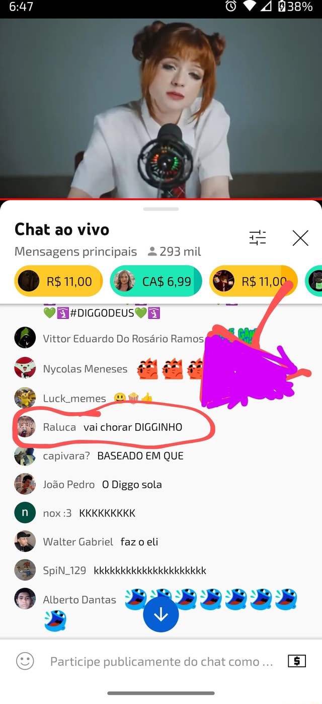 Chat ao vivo Mensagens principais 293 mil Vittor Eduardo Do Rosário