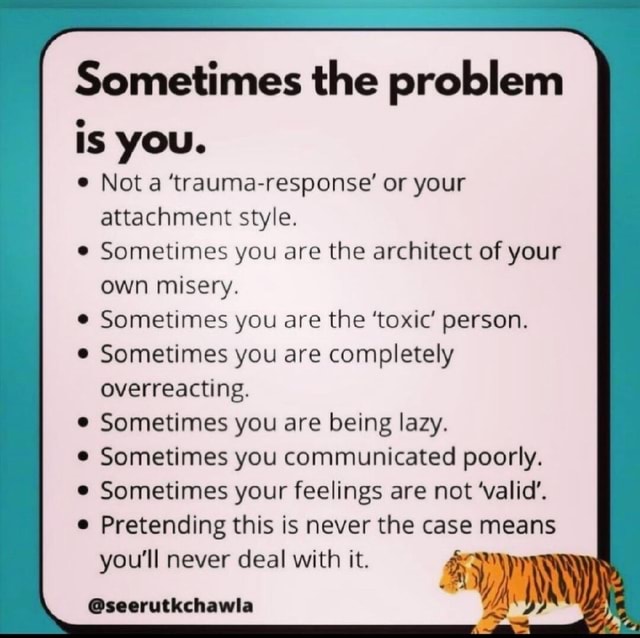 Sometimes The Problem Is You Not A Trauma Response Or Your