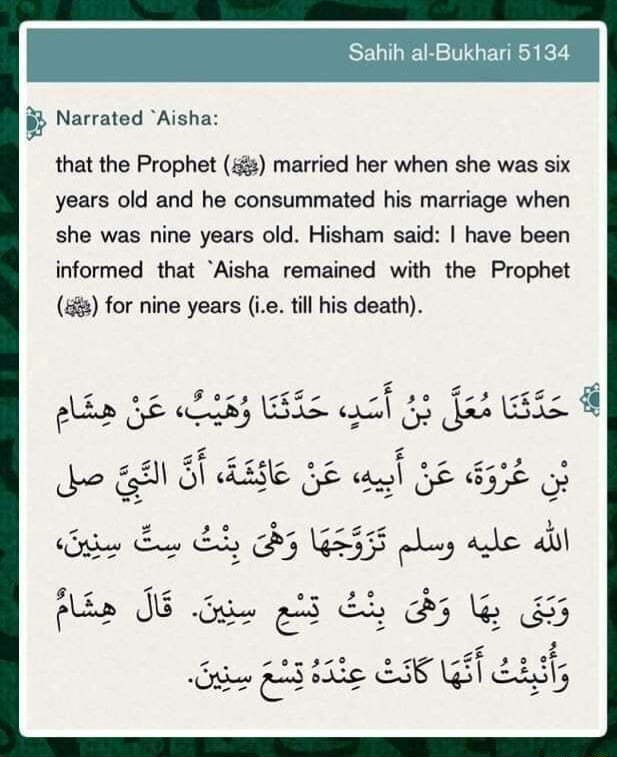 Narrated Aisha Sahih Al Bukhari That The Prophet S Married