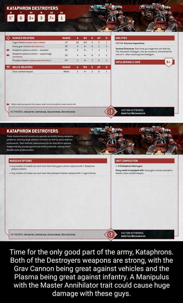 KATAPHRON DESTROYERS Oc RANGED WEAPONS ABILITIES Cognis Flamer IcNones