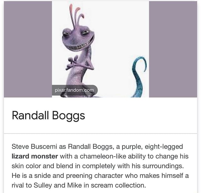 Randall Boggs Steve Buscemi As Randall Boggs A Purple Eight Legged