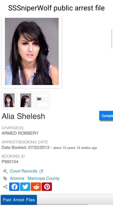 Sssniperwolf Public Arrest File He Alia Shelesh Chargi Armed Robbery