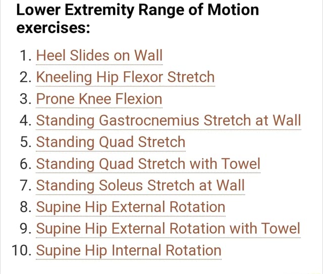 Lower Extremity Range Of Motion Exercises Heel Slides On Wall