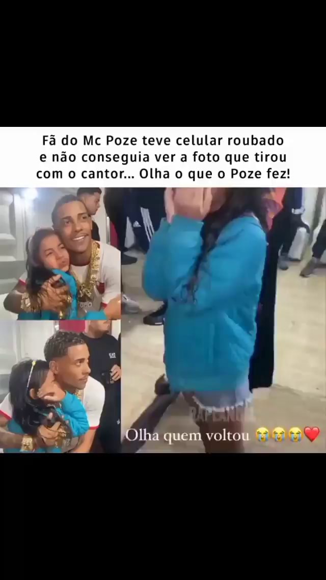 Fã do Mc Poze teve celular roubado e não conseguia ver a foto que tirou