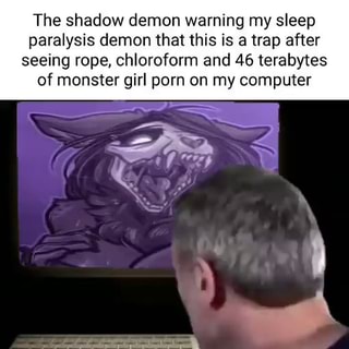 Sleep Girls Porn - The shadow demon warning my sleep paralysis demon that this is a trap after  seeing rope, chloroform and 46 terabytes of monster girl porn on my  computer - iFunny