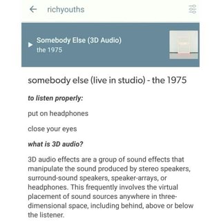 the 1975 somebody else audio