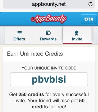 Appbounty Net G Earn Unlimited Credits Your Unique Invite Code Get