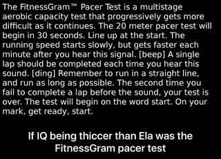 The Fitnessgram Pacer Test Is A Multistage Aerobic Capacity Test That Progressively Gets More Difﬁcult As It Continues The 20 Meter Pacer Test Will Begin In 30 Seconds Line Up At The