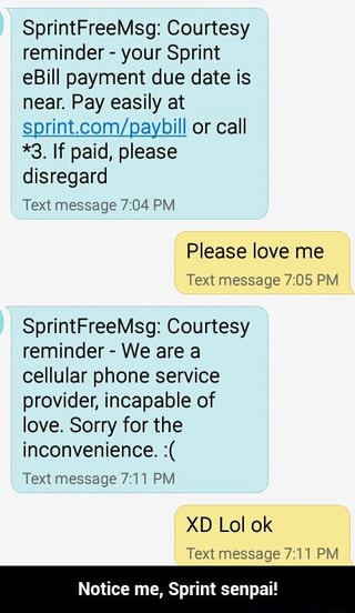 Sprintfreemsg Courtesy Reminder Your Sprint Ebiii Payment Due