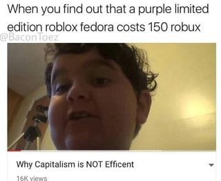 When You Find Out That A Purple Limited Edition Roblox Fedora Costs 150 Robux Why Capitalism Is Not Efﬁcent Ifunny - roblox costs