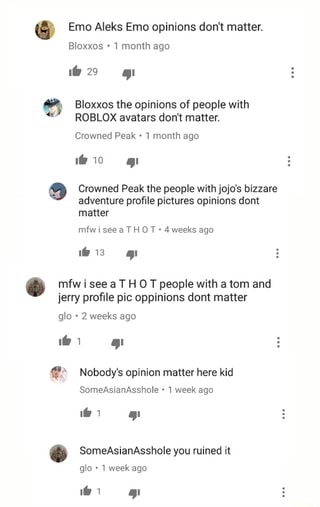 ª Eloxxos The Opinions Of People With Roblox Avatars Don T Matter