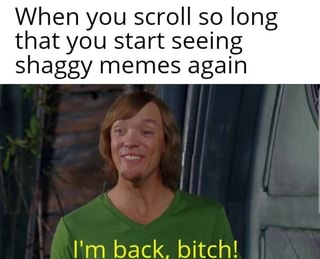 When you scroll so long
that you start seeing
shaggy memes again
I'm back. bitch!