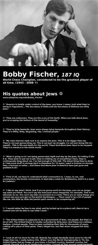 Bobby Fischer 137 Iq World Chess Champion Considered To Be The